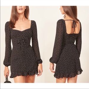 Reformation Bradshaw Polka Dot Ruffle Hem Dress size 4